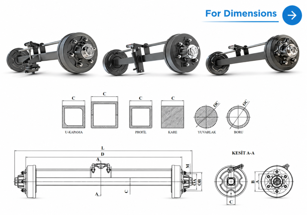 Axle With Brake Without Cylinder